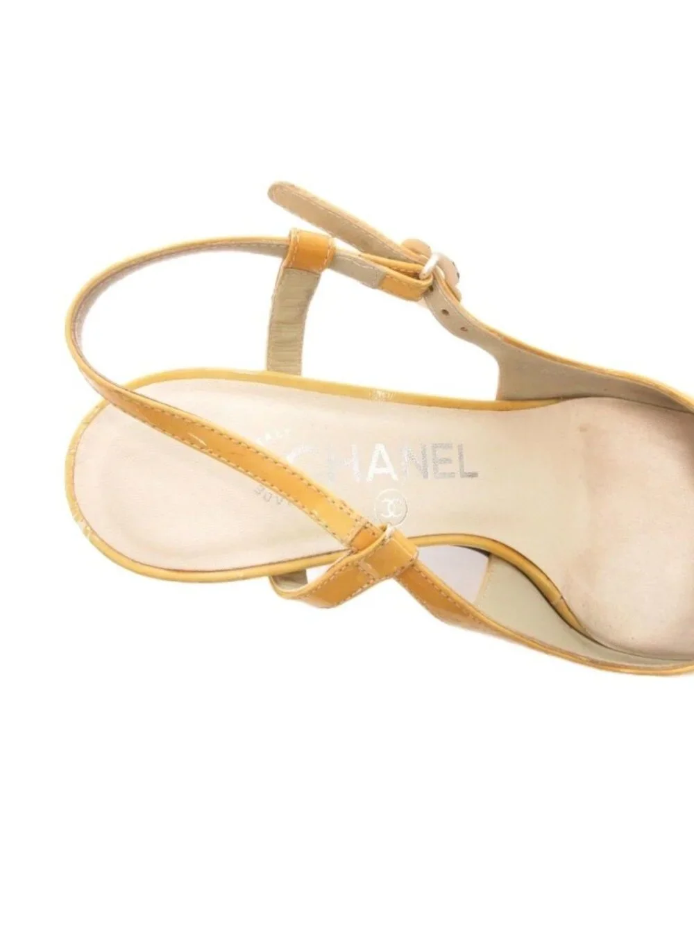 Chanel Sling Back Pumps Mules CC Logo Bicolor 36.5 Yellow Black Heel